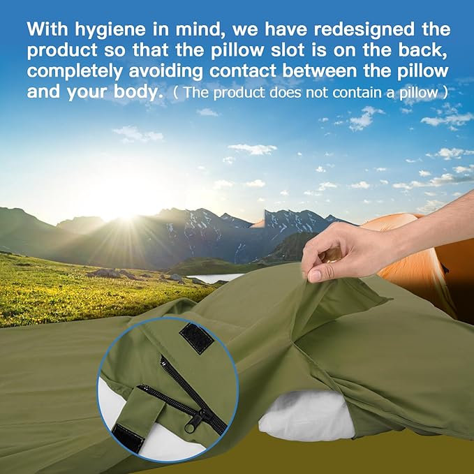 Sleeping Bag Liner, Travel Sheets & Adult Sleep Sack, Ultralight and Portable Summer Sleeping Bag - Ideal for Backpacking, Hotels and Hostels, Business Trips, Camping