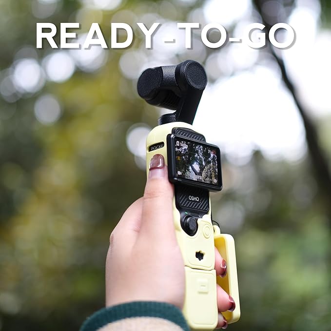 Protective Case for DJI Osmo Pocket 3 / Xtra Muse Camera, Soft Silicone Grip Cover with Screen Protection & Mic, Lightweight, Anti-Scratch, for Travel, Vlogging, Daily Filming – Yellow