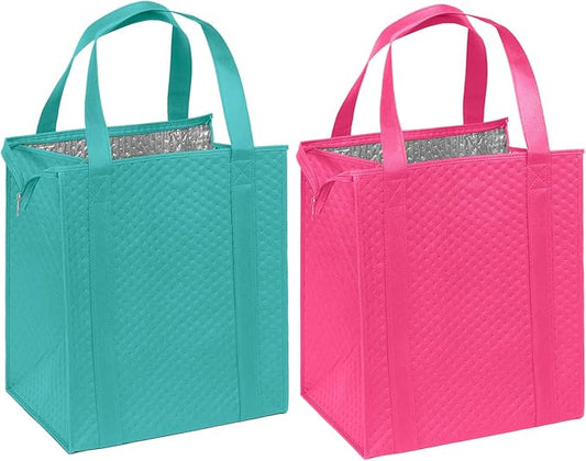 Mediz Hannah Direct Large Capacity Heavy Duty Insulated Smart Shopping Bag - Strong Reusable Grocery Tote 2 Pack