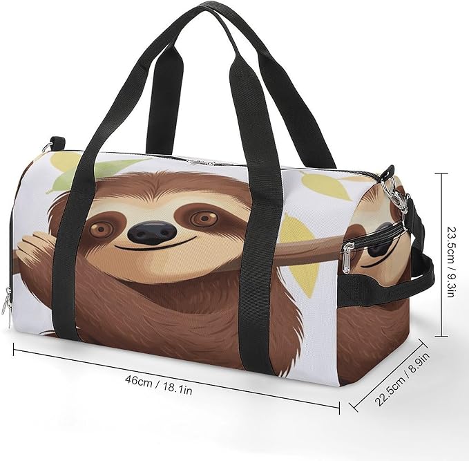 Sloth Gym Bag Lightweight ，Travel Duffle Bag with Shoe Compartment，Gym Bag for Women for Overnight, Weekend, Yoga, Gym, Business Trips, Sport And Hospital.