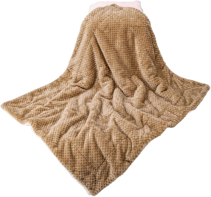 Fuzzy Sherpa Reversible Blanket for Baby, Soft Warm Cozy Coral Fleece Toddler, Infant or Newborn Reversible Blanket for Crib, Stroller, Travel, 30”×40”, Coffee