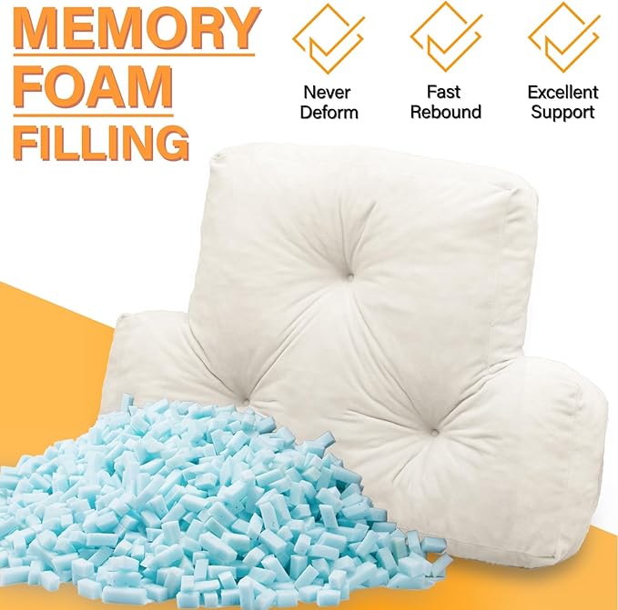 Back Pillow for Chair, Memory Foam Lumbar Pillow for Back Support, Back Rest Cushion for Office, Sofa, Couch Sitting, Recliner, Bed and Lower Back Pain (Beige)