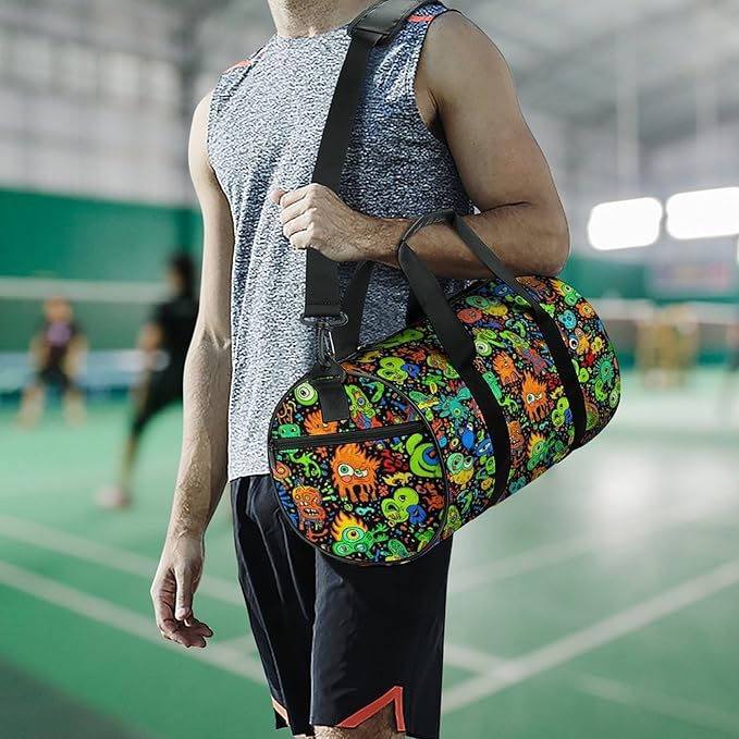Workout Lightweight Duffel Bags Trippy Monster Art Black Carry On Weekender Overnight Bag Gym Sport Yoga Dance Bags