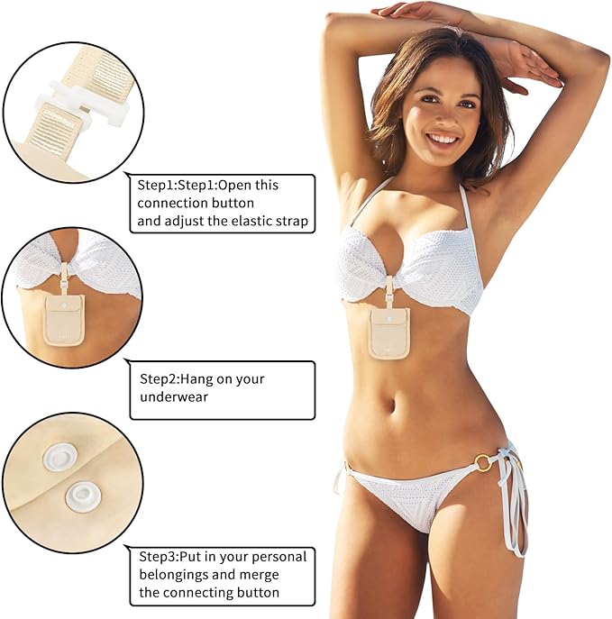 YOYI YOYI RFID Undercover Bra Wallet,Hidden Travel Pouch,Secret Stash Pocket - Credit Cards & Money & Valuables with Adjustable,Elastic Strap Suitable for All Bra Sizes