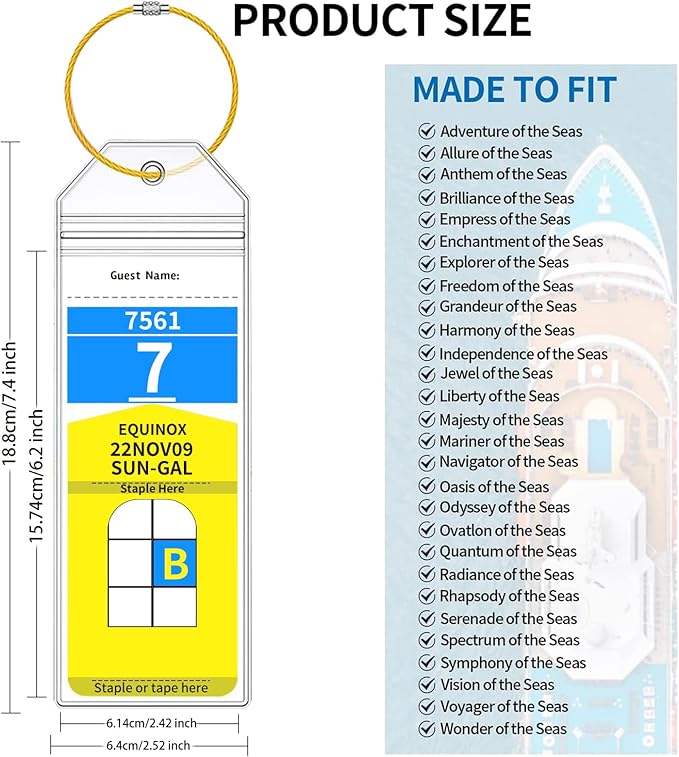 4 Royal Caribbean & Celebrity Cruise Luggage Tag Holders with 2 Cruise Lanyards, Luggage Tag Holder and Cruise Lanyard with Ship Card Holder for Royal Caribbean & Celebrity Lines 2025-2026
