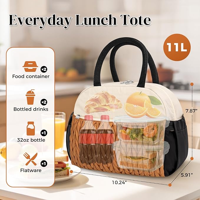DALINDA Lunch Bag Women,Insulated Lunch Box Large Capacity,Lightweight Leakproof Lunch Tote,Reusable Lunch Cooler for Work Picnic Camping