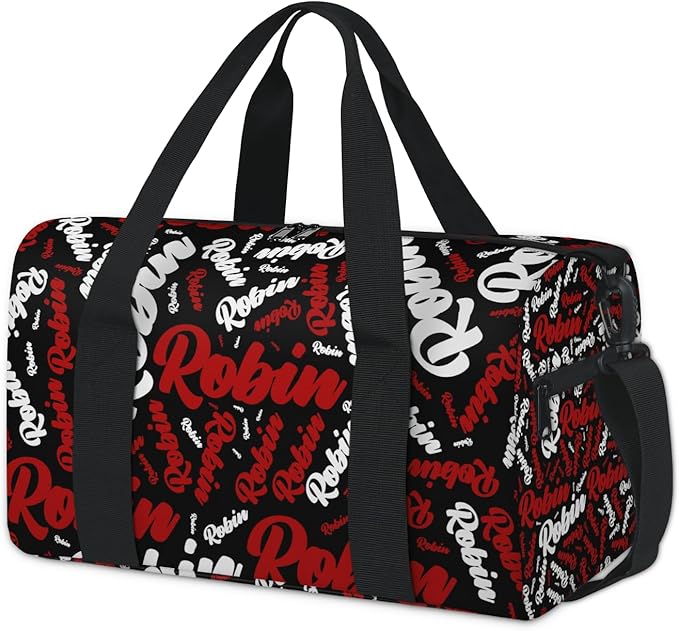 Custom-Dance-Gymnastics-Bag for Girls Personalized Kids Duffle Bag Cheerleader Team Bag for Travel Gym Sport Red White Text