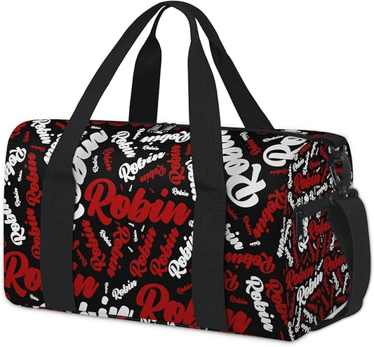 Custom-Dance-Gymnastics-Bag for Girls Personalized Kids Duffle Bag Cheerleader Team Bag for Travel Gym Sport Red White Text
