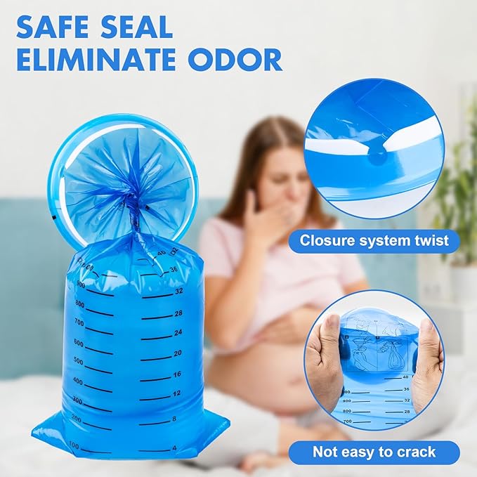 120 Pack Throw Up Bags Disposable, Portable Emesis Vomit Bags Disposable, 1000ml Barf Puke Nausea Bag, for Motion Sickness Aircraft Car Travel Adults