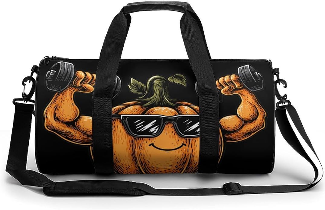 Power Pumpkin Weightlifting Mens Gym Bag for Women Sports Duffle Weekender Bags Travel Handbag Carry On
