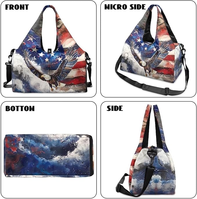 American Eagle Sports Duffle Bag Portable Lightweight Gym Bag with Shoe Compartment for Men Fitness Workout Stylish Sport Tote Bag with Zipper Pocket and Yoga Mat Holder Idea Gifts for Him