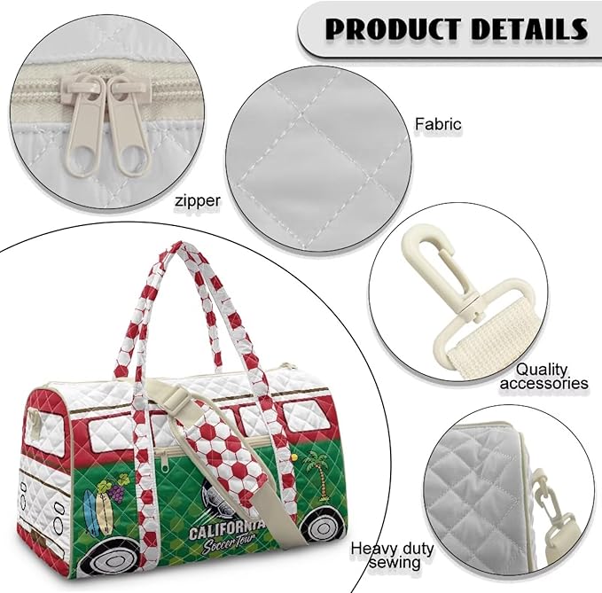 COEQINE Quilted Bags For Men Tote Purses for Mens Gym Travel Bag Duffle Bag, Carry on Bag for Overnight, Weekend, Yoga, Gym, Business Trips,California Van Car