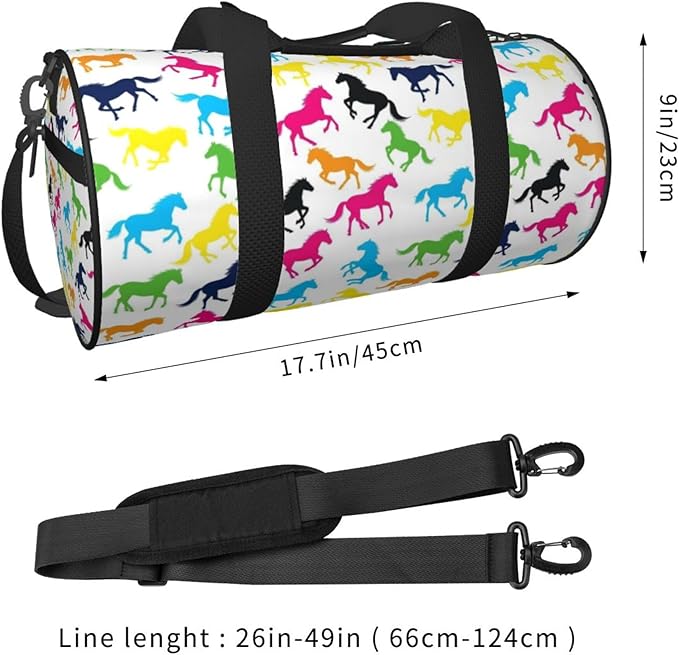 Gym Bag for Women & Men Colorful Horse, Lightweight Duffel Bag Carry On Bags Travel Bag Waterproof for Workout Sport Travel