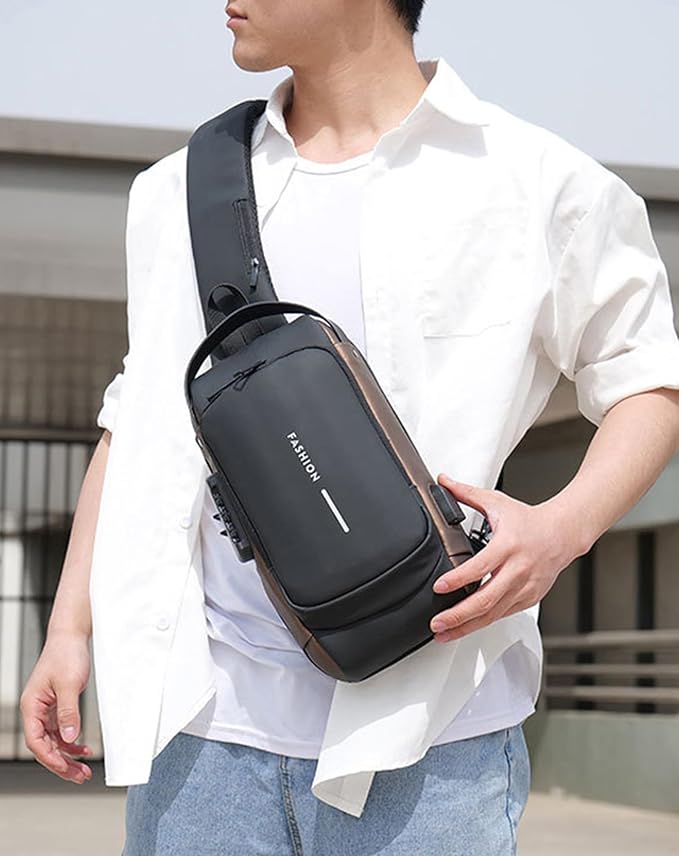 Sling Bag for Men Anti-Theft USB Crossbody Backpack Waterproof Chest Daypack | Anti-Theft, USB, Waterproof