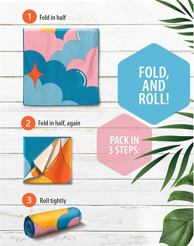 VENTURE 4TH Microfiber Beach Towel: Quick-Dry, Compact, Sand-Free, Absorbent, Sandproof and Lightweight - Perfect for Camping, Beach, and Roadtrips (Sky's The Limit Design | 35x78 inches)