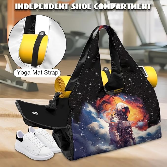 Duffle Backpack with Pockets, Double Zipper, Mens Gym Bag with Shoe Compartment, Overnight Bag with Yoga Mat Holder Gift for Birthday