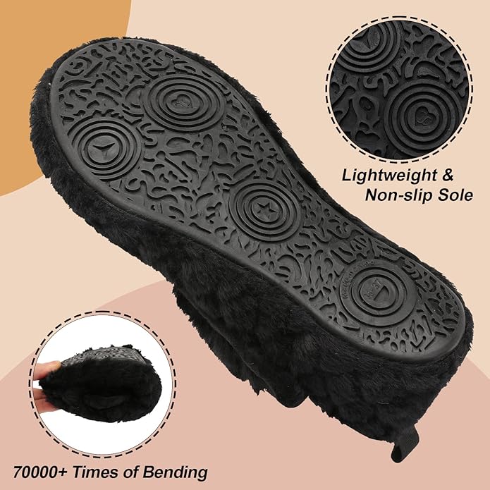 BARERUN Slippers for Women Men Wide House Diabetic Shoes for Women Men Warm Arthritis Edema Swollen Neuropathy Socks Slip on Adjustable Fuzzy Comfy Soft Womens Mens Bedroom Sliipers