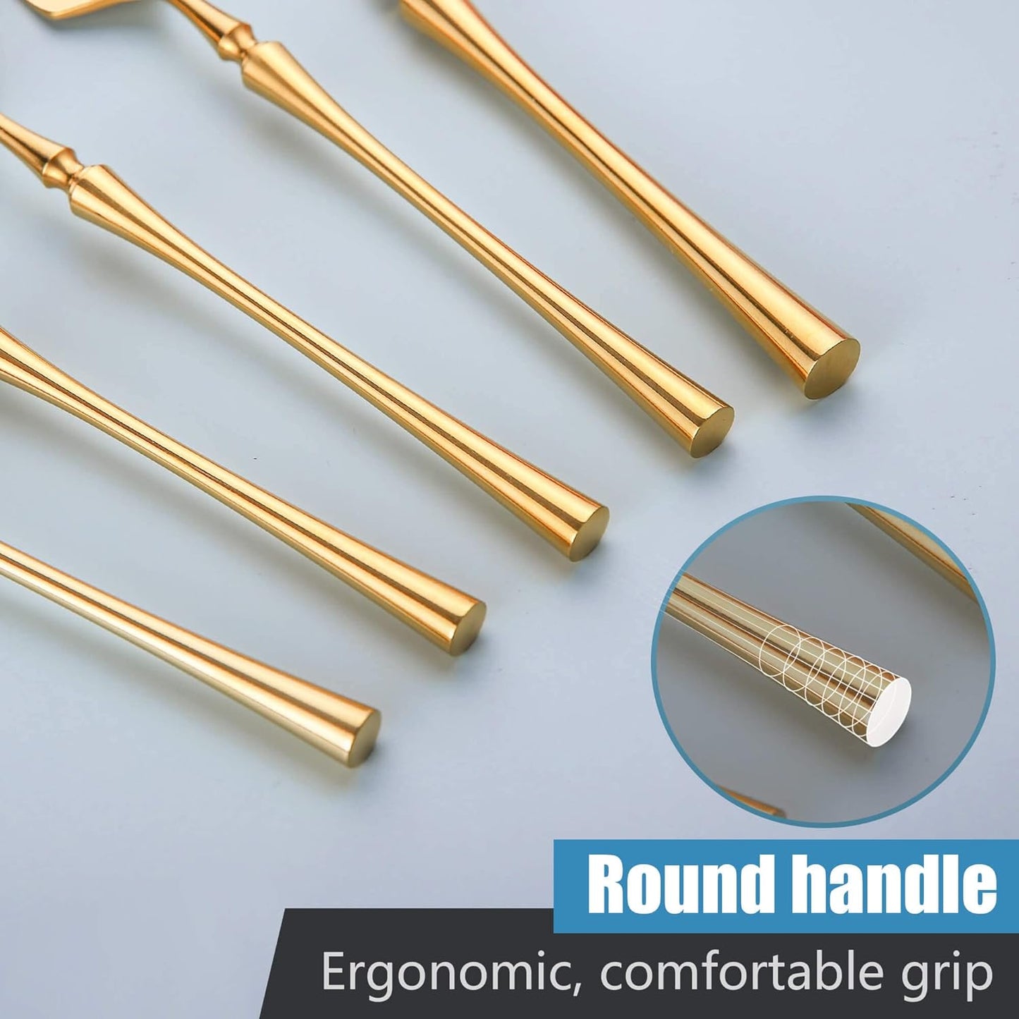 20-Piece Gold Silverware Set for 4,Modern 18/10 Stainless Steel Flatware Set,Unique Rustic Cutlery Utensils Set,Spoon and Fork Set for Home, Restaurant,Wedding,Mirror Polished,Dishwasher Safe