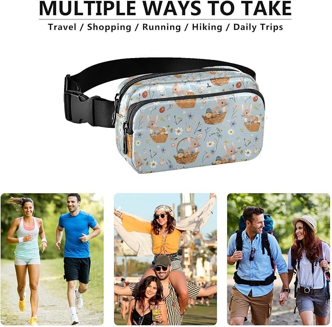 Easter Bunnies Baskets Eggs Fanny Pack for Women Men Water Resistant Fashion Waist Packs with Adjustable Strap Belt Bag for Travel Workout Jogging Hiking 21219011