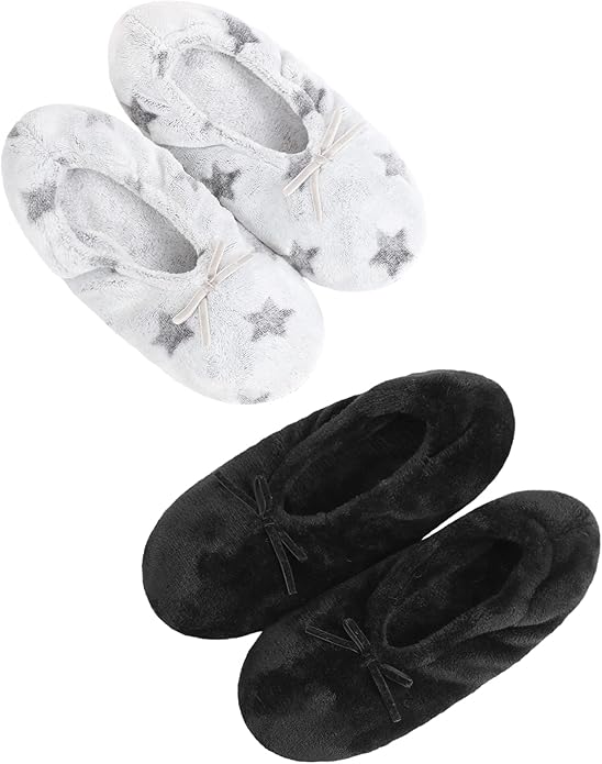 DICUIRD Women's Ballerina Slippers Lightweight House Slippers with Stretchable Heel Design