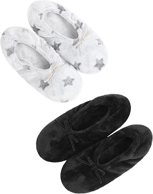 DICUIRD Women's Ballerina Slippers Lightweight House Slippers with Stretchable Heel Design