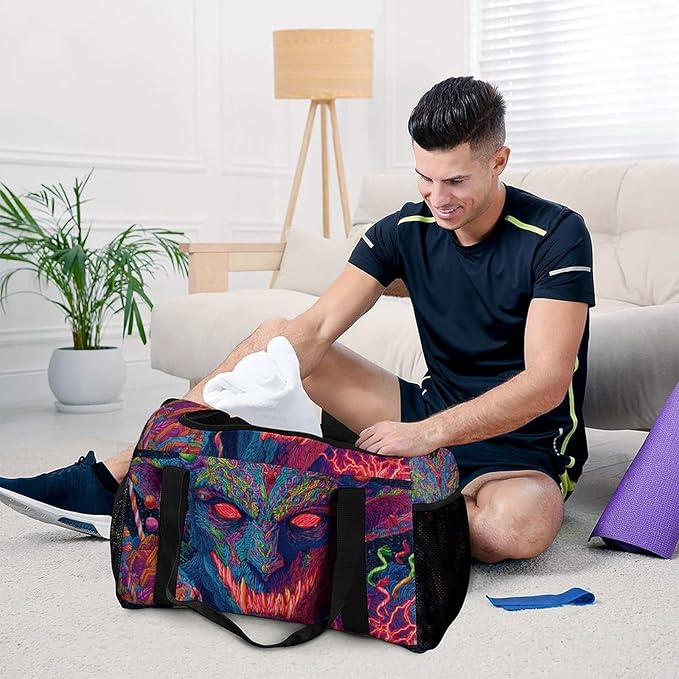 Christmas Krampus Devil Duffle Bag Gym Bag for Workout Travel Tote with Detachable Straps