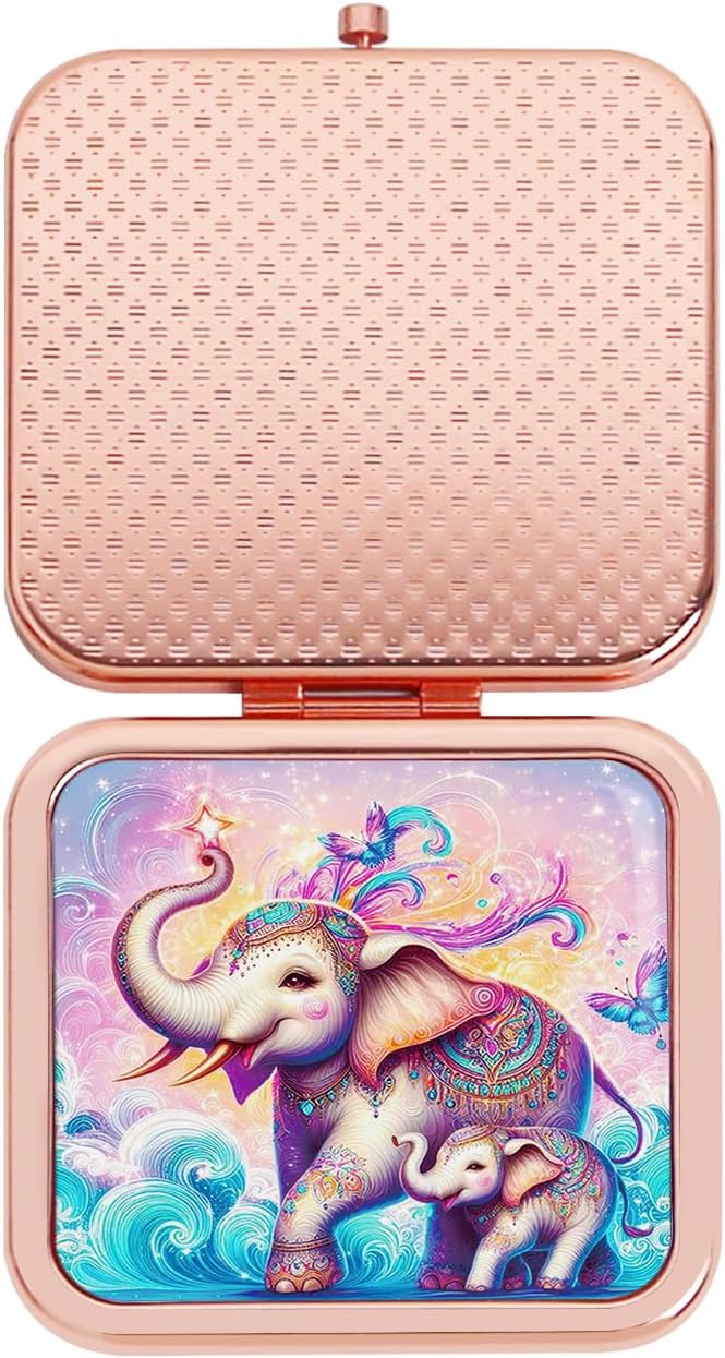 Magnifying Compact Mirror for Purse, 1x/2x Magnification Travel Makeup Mirror 2.8 inch Double-Sided Mini Folding Mirror, Cute Small Pocket Mirror for Gift, Travel Essentials
