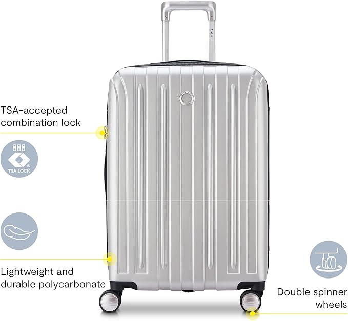 DELSEY PARIS Titanium Hardside Expandable Luggage with Spinner Wheels Checked Luggage, Silver, Checked-Large 29 Inch
