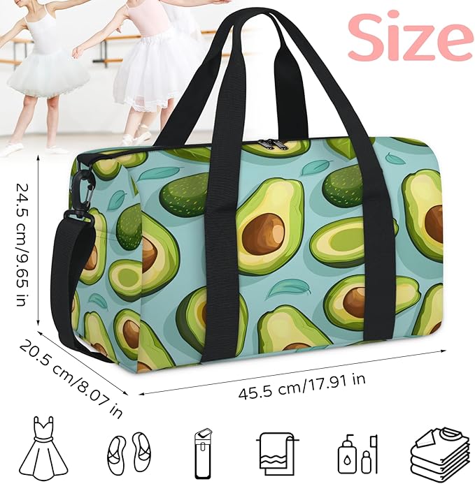 Avocados Travel Duffle Bag for Women Men, Overnight Weekender Bag, Carry on Tote for Sport Gym