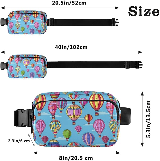 Colorful Hot Air Balloons Fanny Pack for Women Men Water Resistant Fashion Waist Packs with Adjustable Strap Belt Bag for Travel Workout Jogging Hiking 21219155
