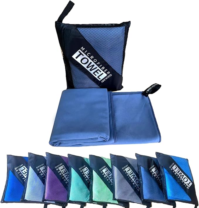 Reusable Quick Dry Beach Towels,Microfiber Travel Towel,Compressed Lightweight Bath Towel for Beach Hiking Gym Yoga Travel Sports Swimming Camping(Navy Blue, 24"*48")