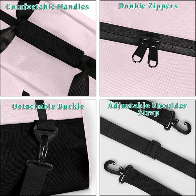 Personalize-Kids-Sports-Duffel-Bags With Custom Name Text Carry-On Overnight Travel Gym Lightweight Dance Pattern Sports Bags For Girls Boys Kids,Pink 1
