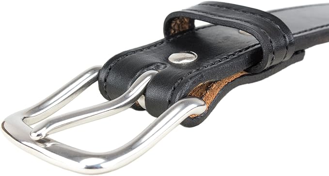Hidden Money Pocket Travel Leather Belt (Size 44, Black)