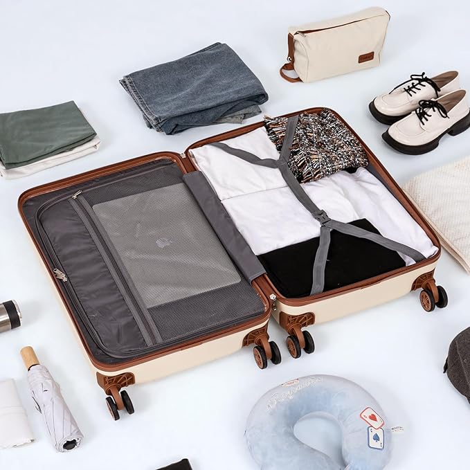 3-Piece Carry On Luggage Set 22x14x9 Airline Approved, 20 Inch Lightweight ABS Suitcases with Wheels and TSA Lock - Durable Waterproof Travel Suitcase Set