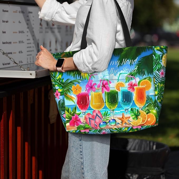 Large Beach Tote Bag Beach Bag Waterproof Sandproof Lightweight Women Tote