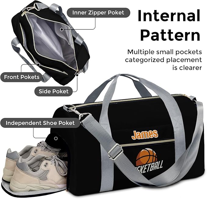 Personalized Tactical Gym Bag For Men，Custom Travel Duffel Bag with Name，Sports Workout Travel Bag with Shoes Compartment-Basketball 3