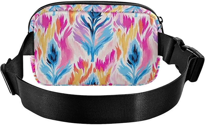 Ethnic Ikat Print Fanny Pack for Women Men Water Resistant Fashion Waist Packs with Adjustable Strap Belt Bag for Travel Workout Jogging Hiking 21219828