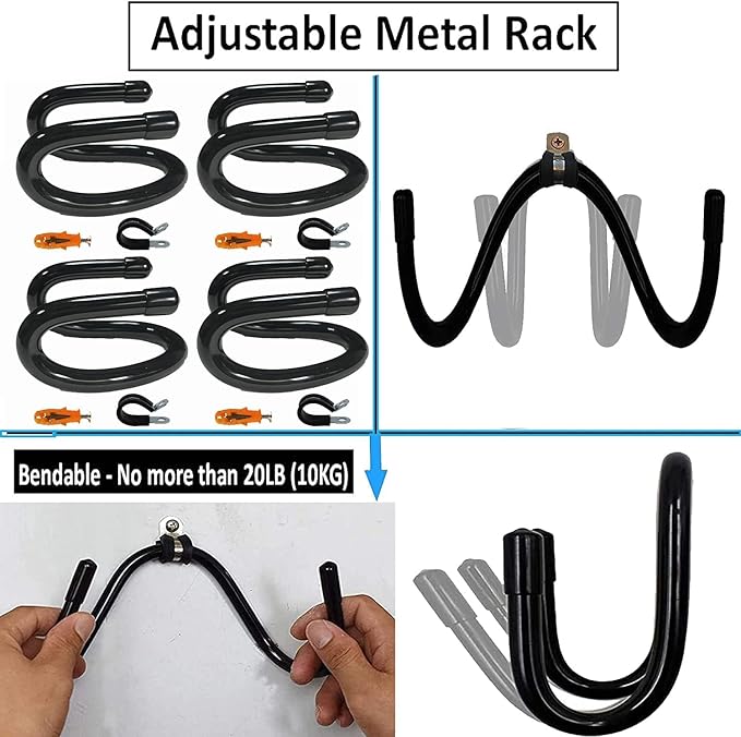 4 Pack Chair Storage Rack, Wall Mounted Folding Chairs Organizer and Hanger, Garage Storage Tool Organizer Rack Tools Garage Organization Wall Mount Rack Hanger for Home, Garage, No Chair