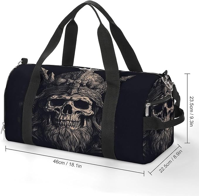 Skull And Ax Gym Bag Lightweight ，Travel Duffle Bag with Shoe Compartment，Gym Bag for Women for Overnight, Weekend, Yoga, Gym, Business Trips, Sport And Hospital.