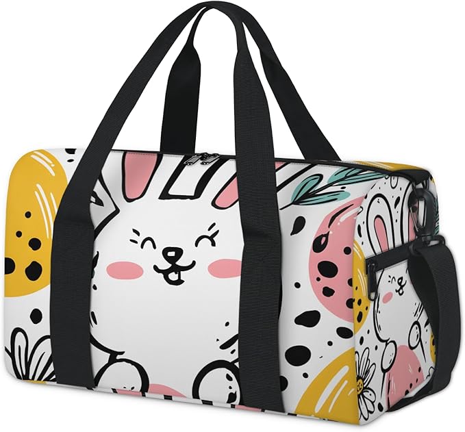 Easter Rabbit Travel Duffle Bag for Men Women, Lightweight Sport Gym Bag Tote Overnight Weekender Carry on Tote
