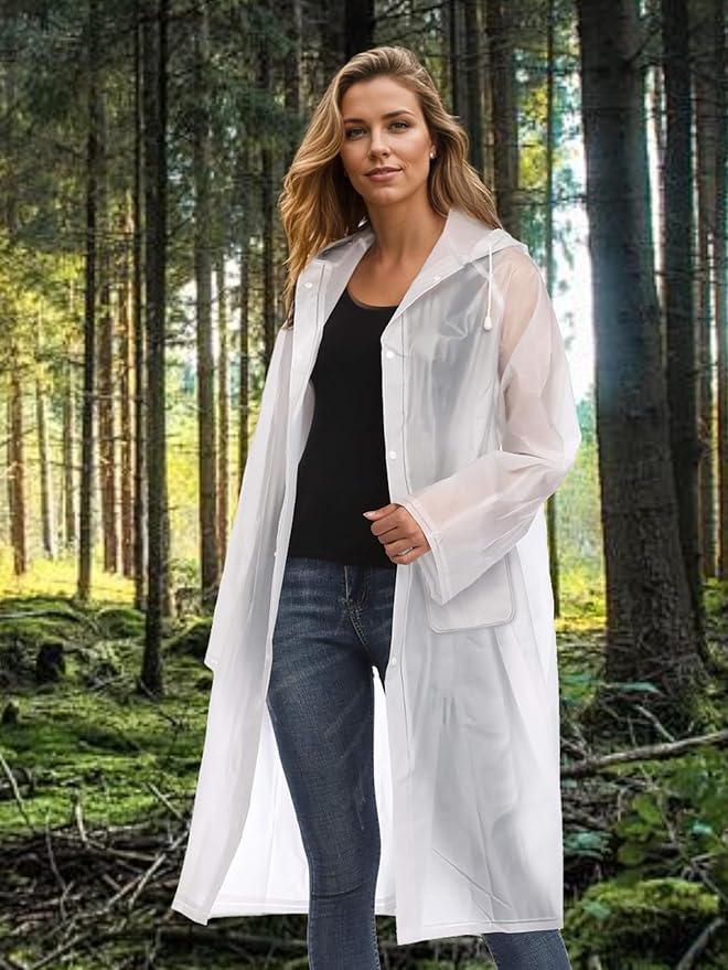 Besshopie EVA Raincoat Waterproof Rain Poncho Reusable Unisex Men Women Long Clear Rain Wear