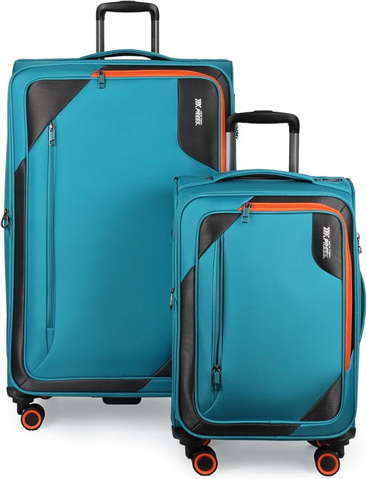 2-Piece Set (22in/32)Softside Expandable 20% Luggage w/TSA LOCK,Front Opening Softside Luggage Sets w/Spinner Wheels,Lightweight Travel Luggage Rolling Suitcase for Men/Women（SkyBlue,22in/32in）