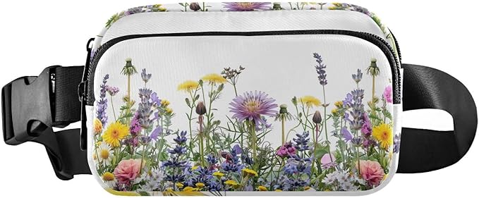 Spring Wild Flowers Fanny Pack for Women Men Water Resistant Fashion Waist Packs with Adjustable Strap Belt Bag for Travel Workout Jogging Hiking 21220005
