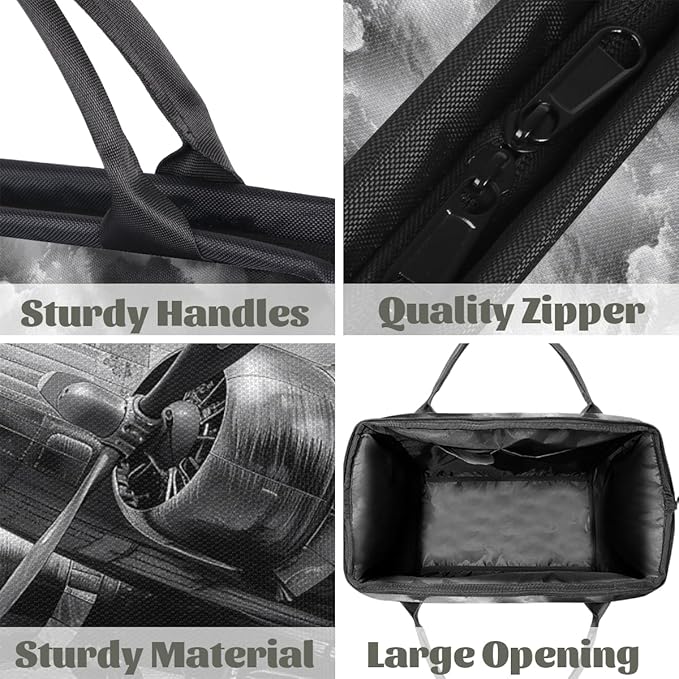Multipurpose Duffle Bag, Waterproof Carry On Bag with Spacious Design, Retro Airplane Gym Bags, 15.2x8.3x11.6in