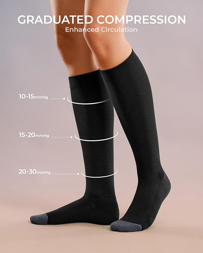 FITRELL 4 Pairs Compression Socks for Women & Men, 15-20mmHg Circulation Support for Athletic Travel Daily Wear