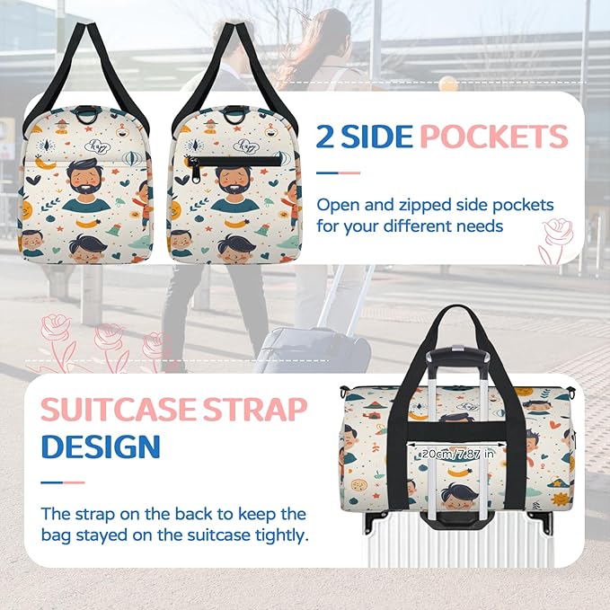 Father's Day Travel Duffle Bag for Women Men, Overnight Weekender Bag, Carry on Tote for Sport Gym
