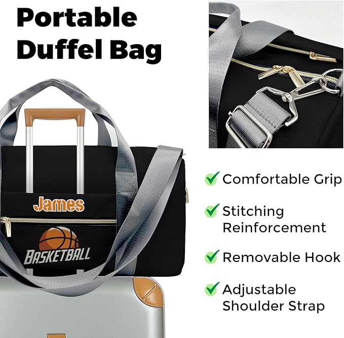 Personalized Tactical Gym Bag For Men，Custom Travel Duffel Bag with Name，Sports Workout Travel Bag with Shoes Compartment-Basketball 3