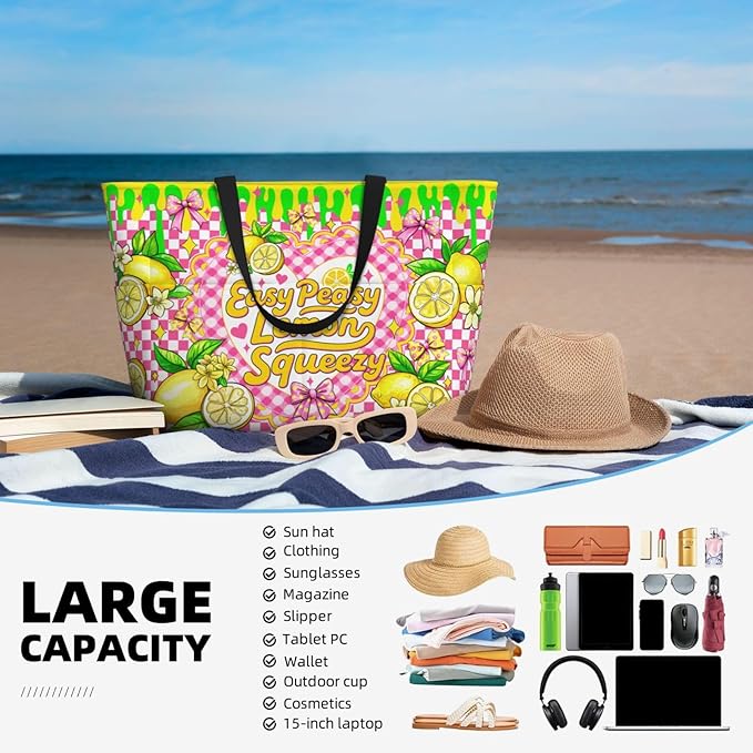 Large Beach Tote Bag Beach Bag Waterproof Sandproof Lightweight Women Tote