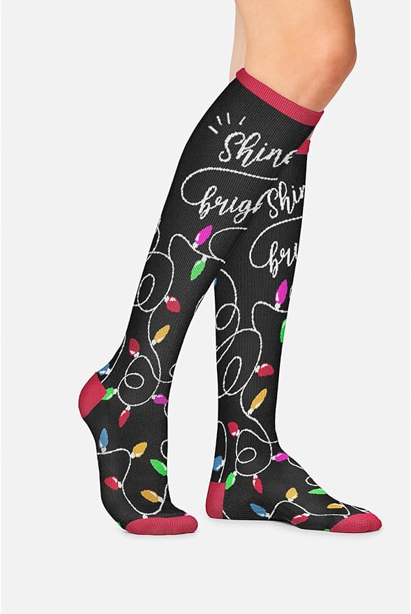 Cherokee Women's 10-15mmHg Compression Socks – Fun Print Knee Highs with Light Support, Soft Feel - PRINTSUPPORT