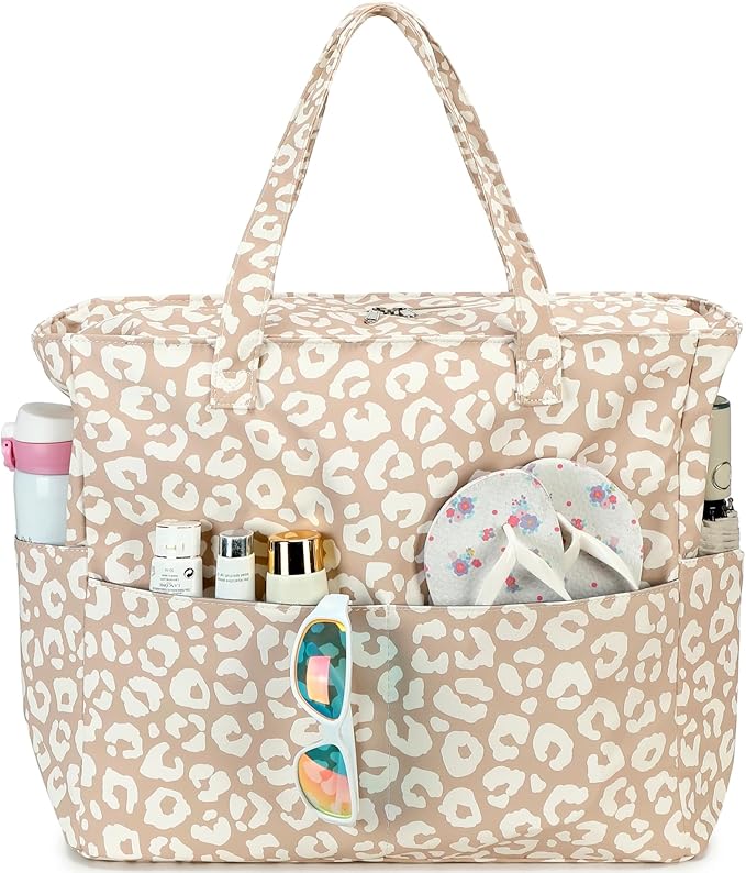 LEDAOU Large Beach Bag Women Waterproof Sandproof Zipper Beach Tote Pool Bag for Swim Gym Grocery Travel with Wet Pocket | Waterproof, Sandproof, Zipper, Pool, Gym, Grocery